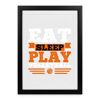 Design Volleyball Leidenschaft Bunter Stil - Gerahmtes Poster (27 × 37 cm) - Schwarz - Vorne