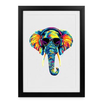 Elefant Rüssel Afrika Safari Wildnis Elefanten - Gerahmtes Poster (27 × 37 cm) - Schwarz - Vorne