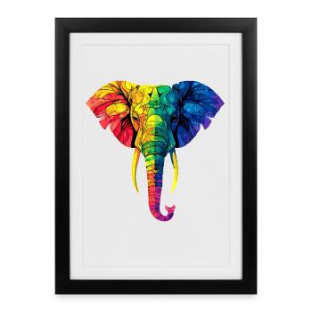 Trompe d’éléphant Afrique Safari Wilderness Éléphant - Affiche encadrée (27 × 37 cm) - noir - Devant