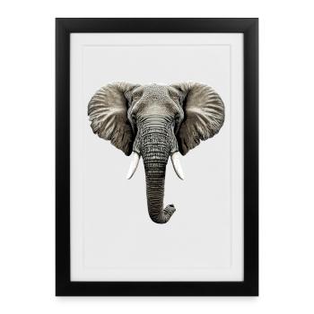 Elefant Rüssel Afrika Safari Wildnis Elefanten - Gerahmtes Poster (27 × 37 cm) - Schwarz - Vorne