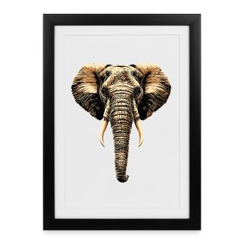 Elefant Rüssel Afrika Safari Wildnis Elefanten - Gerahmtes Poster (27 × 37 cm) - Schwarz - Vorne