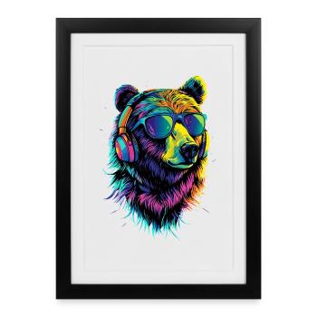 Ours brun, Grizzly, Frères d’ours, Forêt, Ours sauvages - Affiche encadrée (27 × 37 cm) - noir - Devant