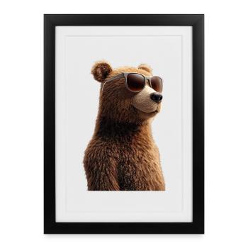 Ours brun, Grizzly, Frères d’ours, Forêt, Ours sauvages - Affiche encadrée (27 × 37 cm) - noir - Devant