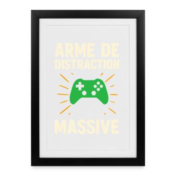 T-shirt gamer drôle – Arme de distraction massive - Affiche encadrée (27 × 37 cm) - noir - Devant