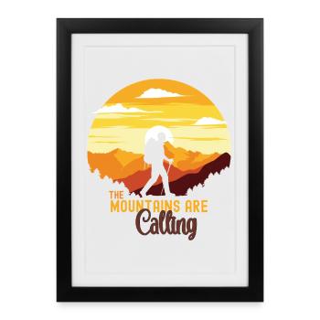 Mountain Calling Hiking Adventure  - Framed poster (27 × 37 cm) - black - Front