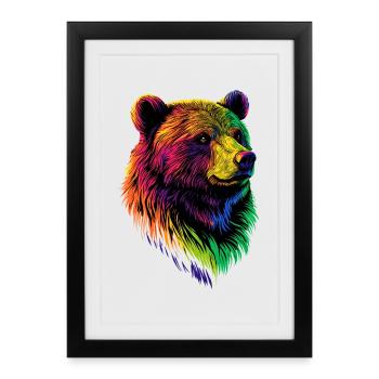 Ours brun, Grizzly, Frères d’ours, Forêt, Ours sauvages - Affiche encadrée (27 × 37 cm) - noir - Devant