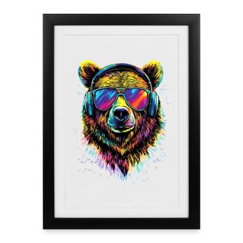Ours brun, Grizzly, Frères d’ours, Forêt, Ours sauvages - Affiche encadrée (27 × 37 cm) - noir - Devant