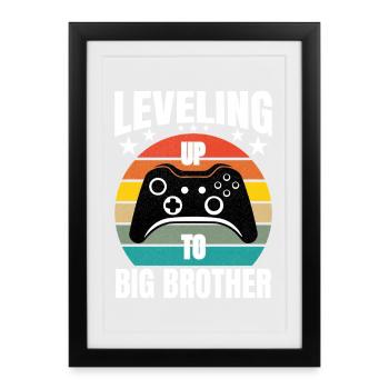 Montée de niveau jusqu’à Big Brother Gaming Gamer Brother - Affiche encadrée (27 × 37 cm) - noir - Devant