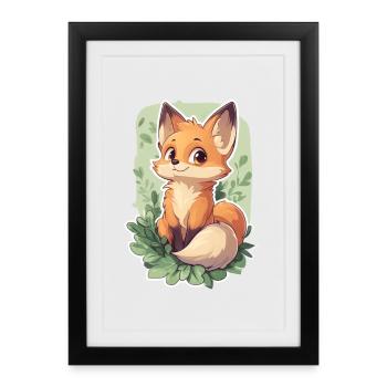 Fox - Framed poster (27 × 37 cm) - black - Front