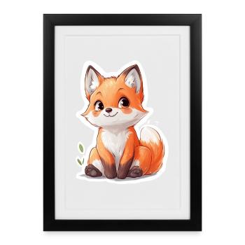 Fox - Framed poster (27 × 37 cm) - black - Front