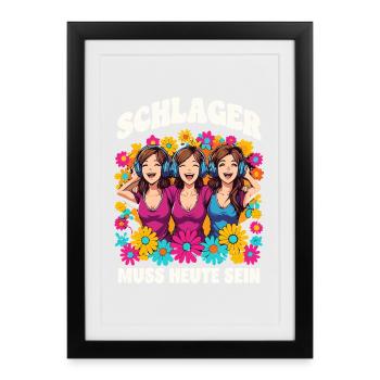 Schlager doit être son motif floral coloré aujourd’hui - Affiche encadrée (27 × 37 cm) - noir - Devant
