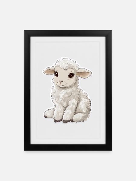Schaf - Gerahmtes Poster (27 × 37 cm) - Schwarz
