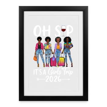 Feminine Girl Trip 2026 Vibes - Framed poster (27 × 37 cm) - black - Front