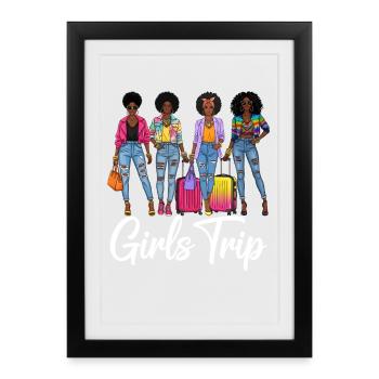 Young women in travel style - Framed poster (27 × 37 cm) - black - Front