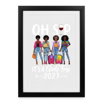 Avion élégant pour le voyage des filles 2027 - Affiche encadrée (27 × 37 cm) - noir - Devant