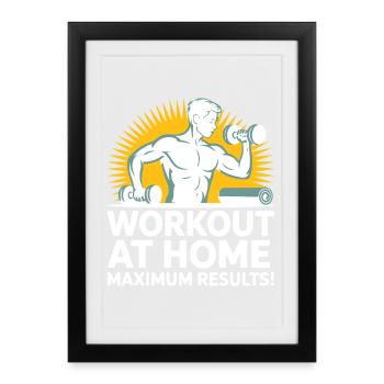 Motivation Fitness Entraînement à domicile Conception - Affiche encadrée (27 × 37 cm) - noir - Devant