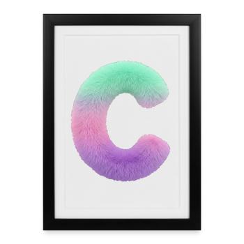 Lettre C aspect fourrure et dégradé de couleurs - Affiche encadrée (27 × 37 cm) - noir - Devant