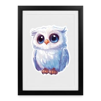 Owl - Framed poster (27 × 37 cm) - black - Front
