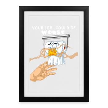 Rouleau de papier toilette d’urgence votre travail pourrait être pire - Affiche encadrée (27 × 37 cm) - noir - Devant