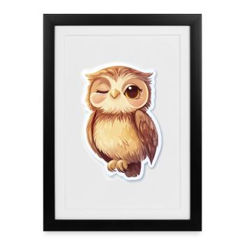 Hibou - Affiche encadrée (27 × 37 cm) - noir - Devant