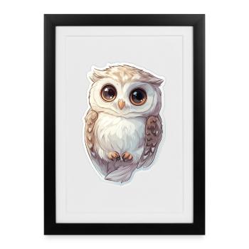 Hibou - Affiche encadrée (27 × 37 cm) - noir - Devant
