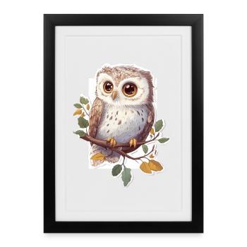 Owl - Framed poster (27 × 37 cm) - black - Front