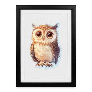 Hibou - Affiche encadrée (27 × 37 cm) - noir - Devant