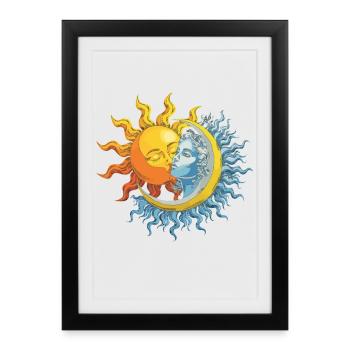 La lune et le soleil s’embrassent harmonieusement - Affiche encadrée (27 × 37 cm) - noir - Devant
