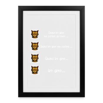 PEOPLE TIRE ME OUT - Cat Humor - Framed poster (27 × 37 cm) - black - Front