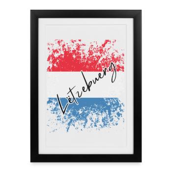 Drapeau grunge luxembourgeois, j’adore le Luxembourg - Affiche encadrée (27 × 37 cm) - noir - Devant