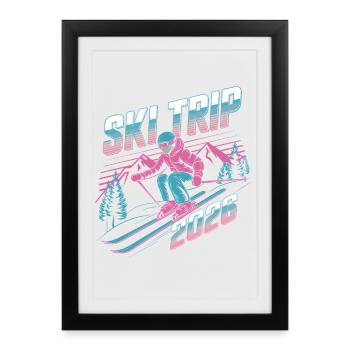 Ski Trip 2026 Illustration - Affiche encadrée (27 × 37 cm) - noir - Devant