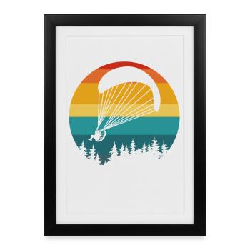 Vintage Paragliding Sunset Design - Framed poster (27 × 37 cm) - black - Front
