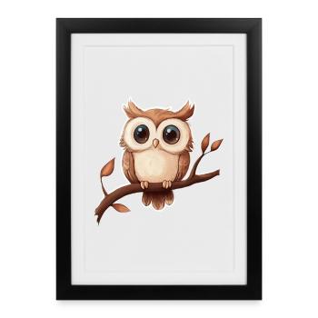 Hibou - Affiche encadrée (27 × 37 cm) - noir - Devant