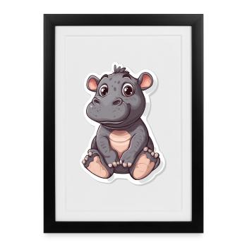 Hippopotame - Affiche encadrée (27 × 37 cm) - noir - Devant