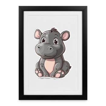 Hippopotame - Affiche encadrée (27 × 37 cm) - noir - Devant