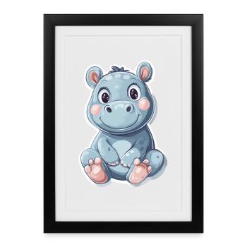 Hippopotame - Affiche encadrée (27 × 37 cm) - noir - Devant