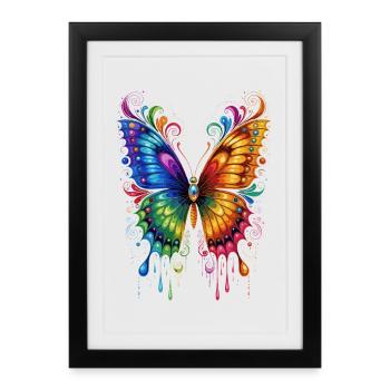 Butterfly Wings Colorful Butterfly Butterflies - Framed poster (27 × 37 cm) - black - Front