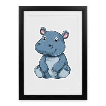 Hippopotame - Affiche encadrée (27 × 37 cm) - noir - Devant