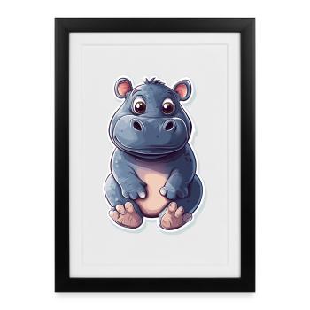 Hippopotame - Affiche encadrée (27 × 37 cm) - noir - Devant