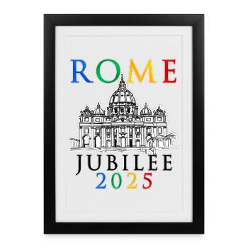 Rome 2025 Jubilee and St. Peter's Vatican v5 - Framed poster (27 × 37 cm) - black - Front