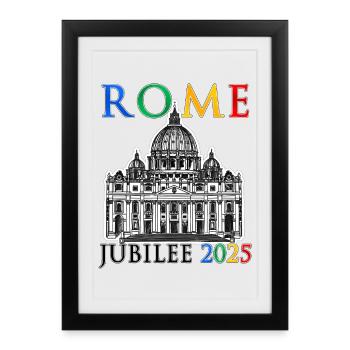 Rome 2025 Jubilee and St. Peter's Vatican v6 - Framed poster (27 × 37 cm) - black - Front