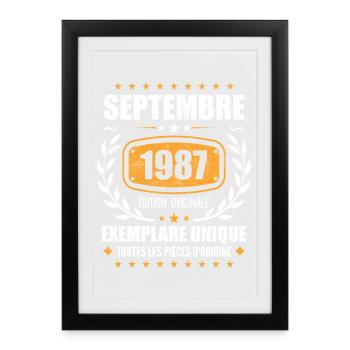 Septembre 1987 Exemplaire Unique - Septembre 1987 - Affiche encadrée (27 × 37 cm) - noir - Devant