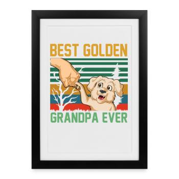 Bester Golden Retriever Opa aller Zeiten - Gerahmtes Poster (27 × 37 cm) - Schwarz - Vorne