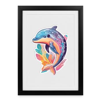 Dolphin - Framed poster (27 × 37 cm) - black - Front