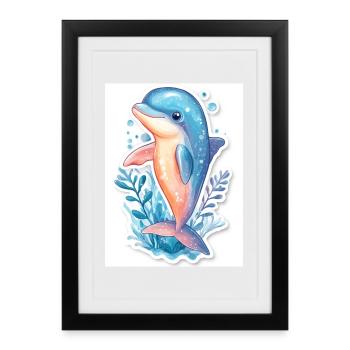 Dolphin - Framed poster (27 × 37 cm) - black - Front