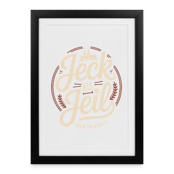 Cologne Jeck Es Jeil Carnaval de Cologne Dom Kölsch Kölle - Affiche encadrée (27 × 37 cm) - noir - Devant