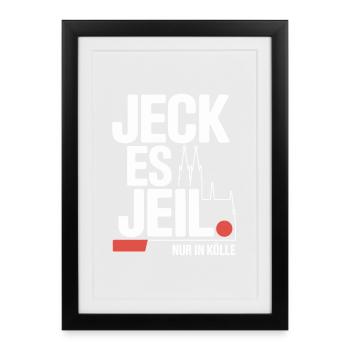 Cologne Jeck Es Jeil Carnaval de Cologne Dom Kölsch Kölle - Affiche encadrée (27 × 37 cm) - noir - Devant