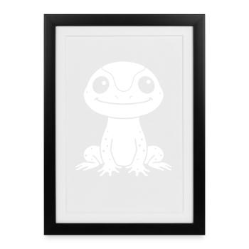 Cute gecko in minimalist illustration Salamandr - Framed poster (27 × 37 cm) - black - Front
