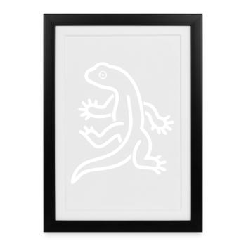 Gecko Silhouette Salamandre - Affiche encadrée (27 × 37 cm) - noir - Devant