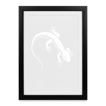 Lézard Silhouette Contrastée Salamandre - Affiche encadrée (27 × 37 cm) - noir - Devant